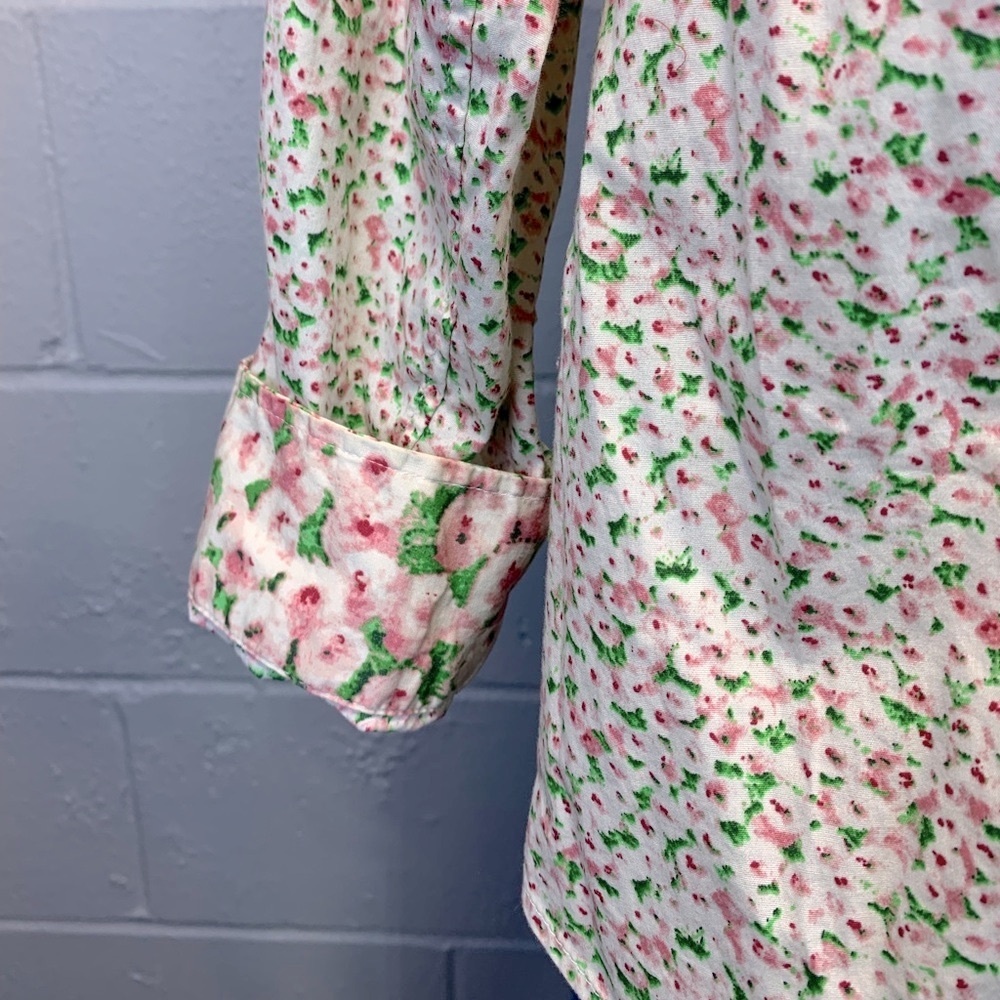 Talbots Cream Pink Floral Long Sleeve Button Down Shirt Women's Size 14 Petite - Picture 7 of 9